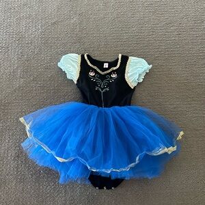 Frozen “Anna” Blue and Black Kids Costume Dance Leotard w/ skirt